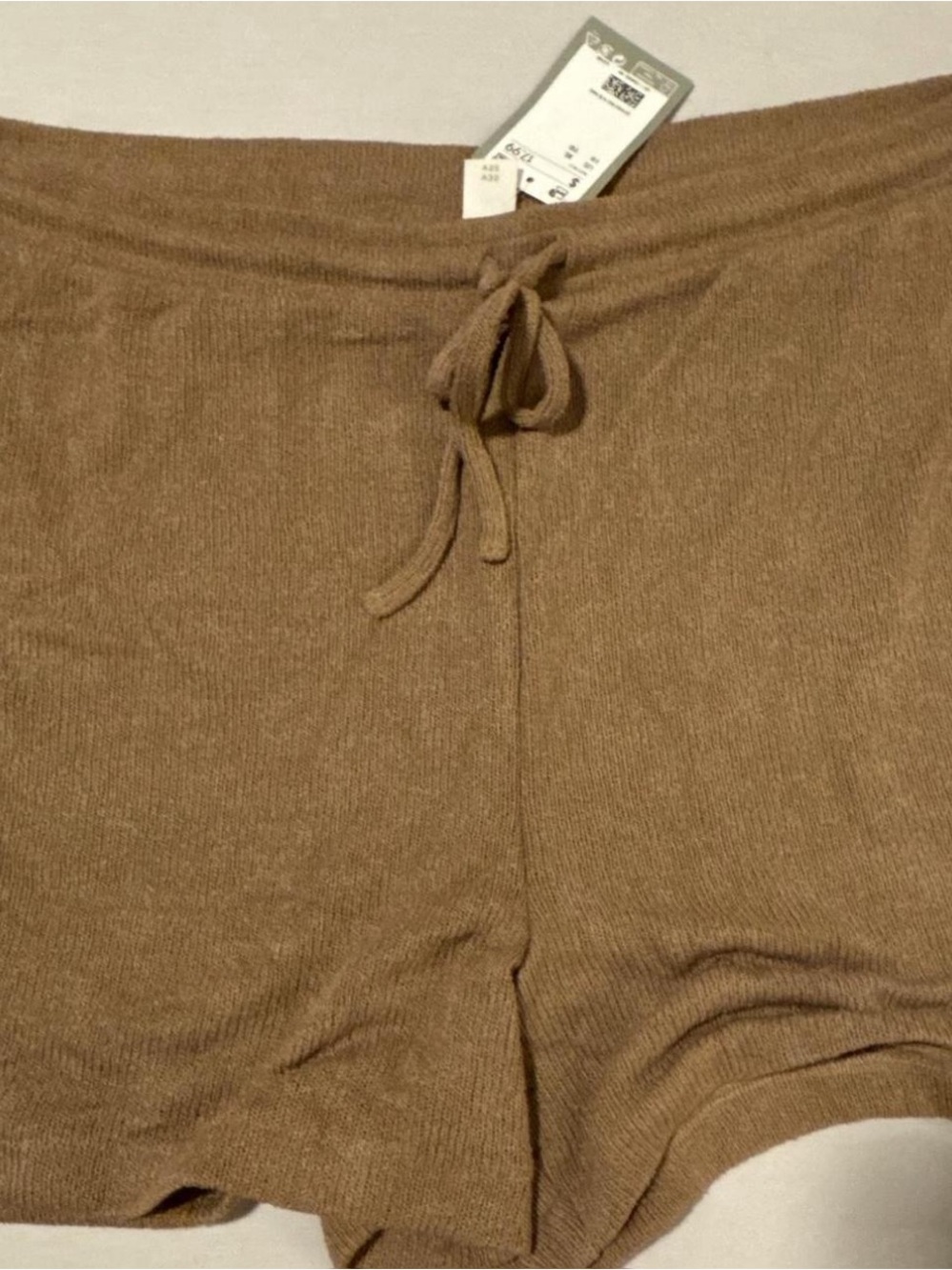 H&M Knit Drawstring Shorts in Camel Brown